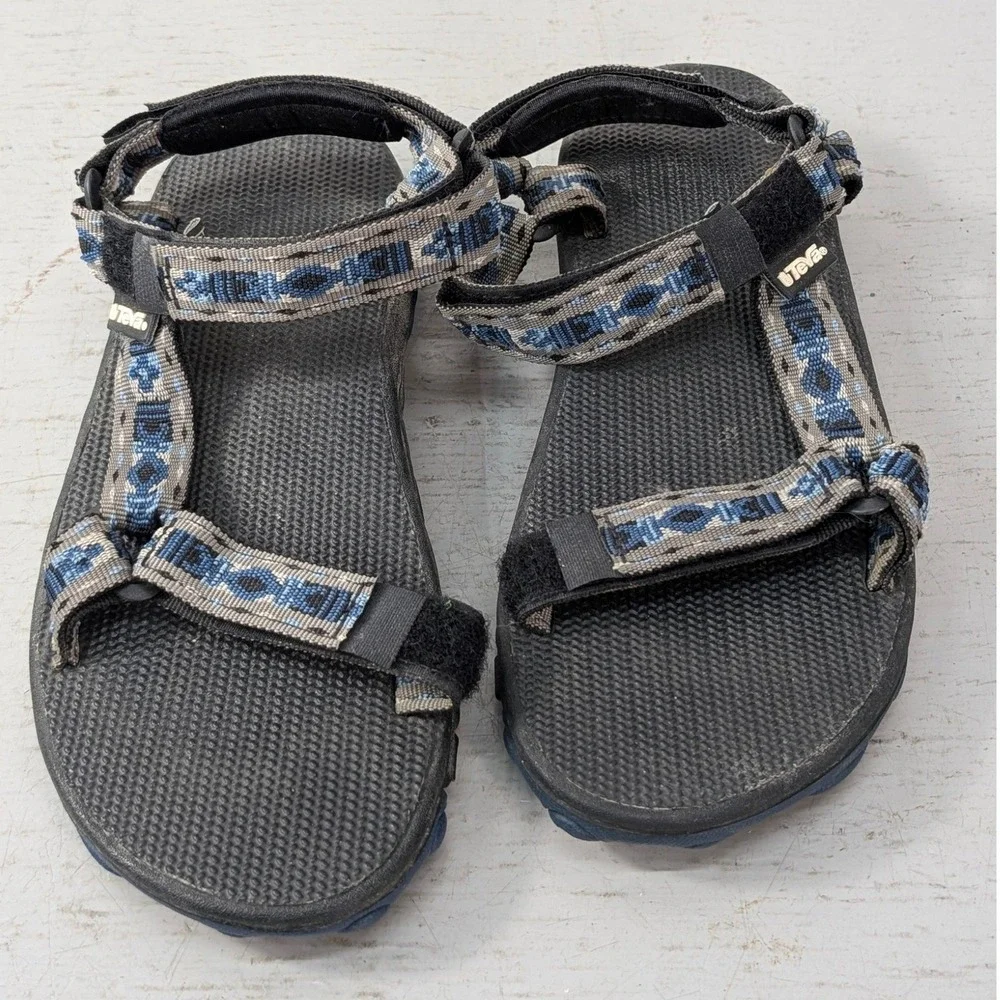 Teva Boys Hurricane XLT Sandals Size 3 Geometric Black Blue Sport Outdoor Hiking